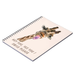 Funny Giraffe Notebook Smile - Custom Text