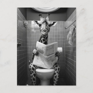 Funny Giraffe on the Toilet Postcard