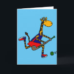 Funny Giraffe Playing Field Hockey Card<br><div class="desc">Funny giraffe is playing field hockey in this cute original game design.</div>