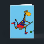 Funny Giraffe Playing Field Hockey Card<br><div class="desc">Funny giraffe is playing field hockey in this cute original game design.</div>