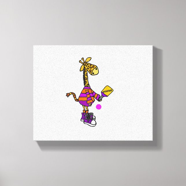 Funny Giraffe Playing Pickleball  Canvas Print (Front)