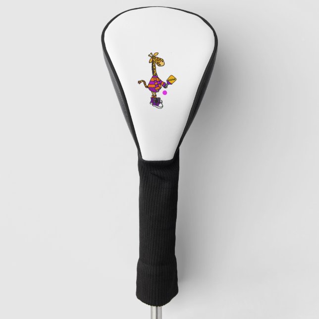 Funny Giraffe Playing Pickleball  Golf Head Cover (Front)