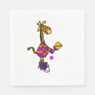Funny Giraffe Playing Pickleball Napkin