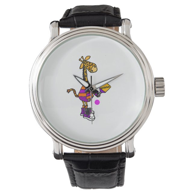 Funny Giraffe Playing Pickleball  Watch (Front)
