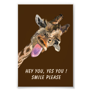 Funny Giraffe Poster Custom Colour and Text
