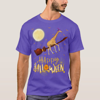 Funny Giraffe Ride Witch Shotgun Giraffe Halloween T-Shirt