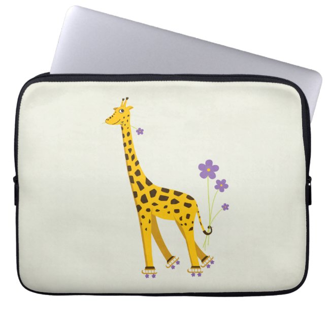 Funny Giraffe Roller Skating 15in Laptop Sleeve (Front)
