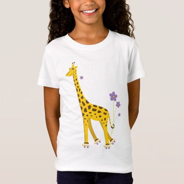Funny Giraffe Roller Skating T-Shirt (Front)