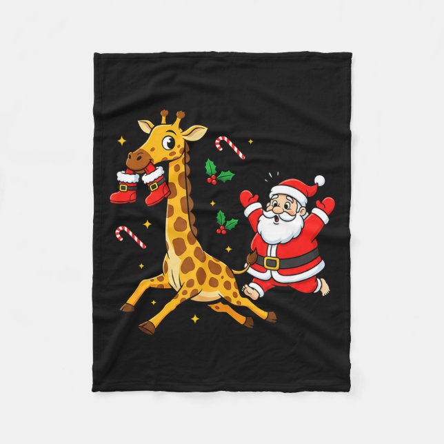 Funny Giraffe Santa Claus Boots Christmas Womens M Fleece Blanket (Front)
