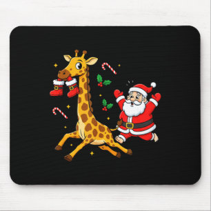 Funny Giraffe Santa Claus Boots Christmas Womens M Mouse Mat