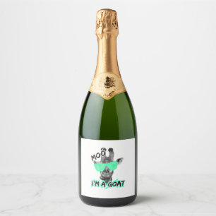 Funny Giraffe Shirt Moo I'm A Goat Cute Zoo Animal Sparkling Wine Label