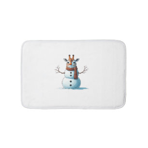 Funny Giraffe Snowman Scarf Christmas Womens Mens  Bath Mat