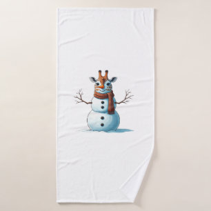 Funny Giraffe Snowman Scarf Christmas Womens Mens Bath Towel