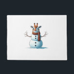 Funny Giraffe Snowman Scarf Christmas Womens Mens  Doormat<br><div class="desc">Funny Giraffe Snowman Scarf Christmas Womens Mens Kids</div>