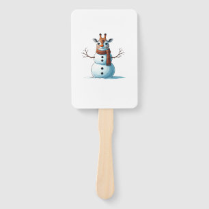 Funny Giraffe Snowman Scarf Christmas Womens Mens  Hand Fan