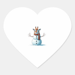 Funny Giraffe Snowman Scarf Christmas Womens Mens  Heart Sticker