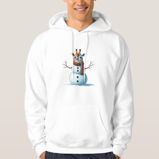 Funny Giraffe Snowman Scarf Christmas Womens Mens  Hoodie (Front)