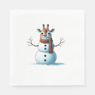 Funny Giraffe Snowman Scarf Christmas Womens Mens  Napkin