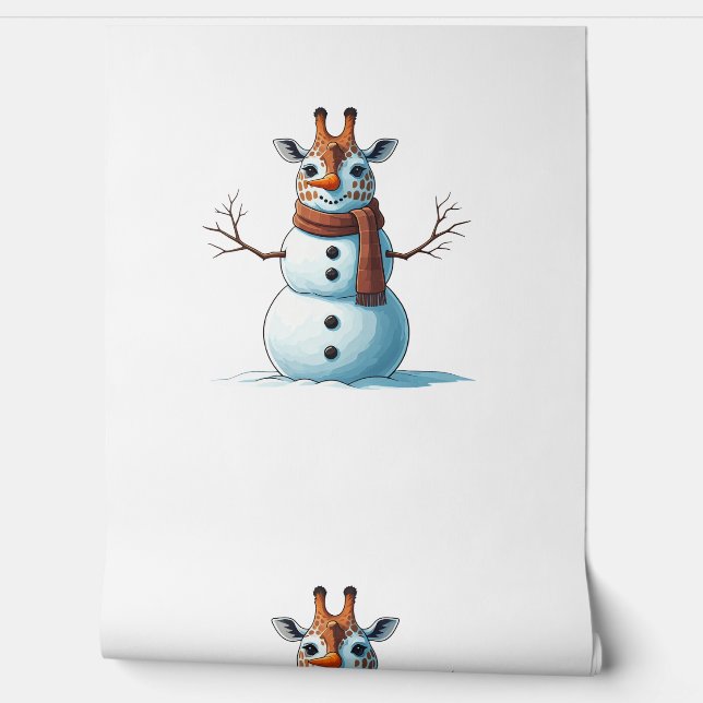 Funny Giraffe Snowman Scarf Christmas Womens Mens  Wallpaper (Unrolling)