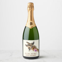 Funny Giraffe Sparkling Wine Label - Custom Text