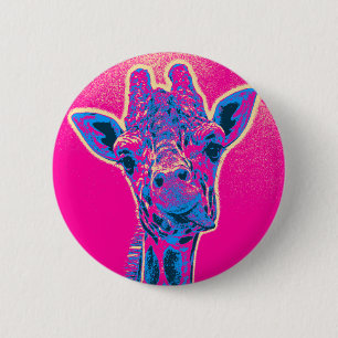 Funny Giraffe Sticking out his Tongue 6 Cm Round Badge