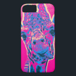 Funny Giraffe Sticking out his Tongue iPhone 8/7 Case<br><div class="desc">A funny pose from a cute giraffe -  sticking out his tongue! Funky cheerful neon colours of pink and blue. Has a  fun sixties retro pop art feel to it.</div>