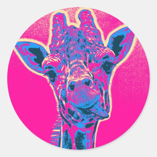 Funny Giraffe Sticking out his Tongue Classic Round Sticker (Front)