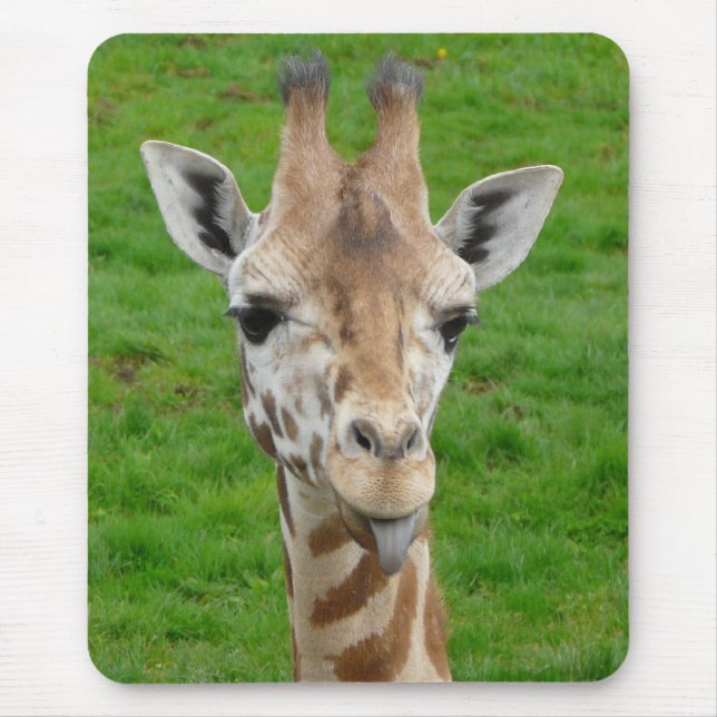 Funny Giraffe Sticking Out Tongue! Mouse Mat (Front)