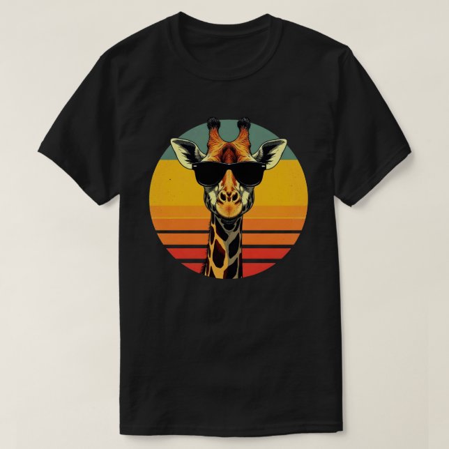 Funny Giraffe Sunglasses Vintage African Animal  T-Shirt (Design Front)