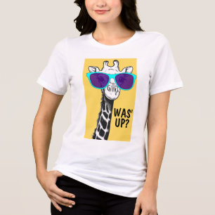Funny Giraffe T-shirts, WAS' UP? T-Shirt Tri-Blend Shirt
