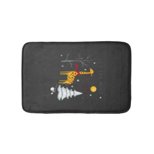 Funny Giraffe The Most Wonderful Time Christmas T- Bath Mat