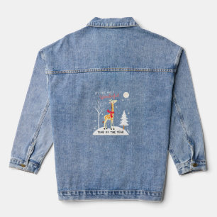 Funny Giraffe The Most Wonderful Time Christmas T- Denim Jacket