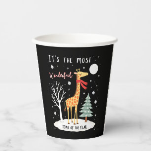 Funny Giraffe The Most Wonderful Time Christmas T- Paper Cups