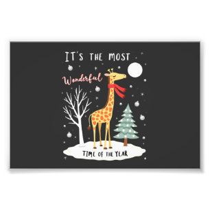 Funny Giraffe The Most Wonderful Time Christmas T- Photo Print