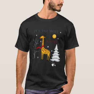 Funny Giraffe The Most Wonderful Time Christmas T- T-Shirt