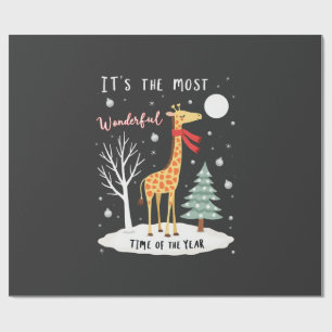 Funny Giraffe The Most Wonderful Time Christmas T- Wrapping Paper