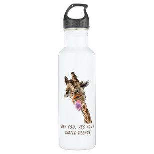 Funny Giraffe Tongue Out and Playful Wink Cartoon  710 Ml Water Bottle