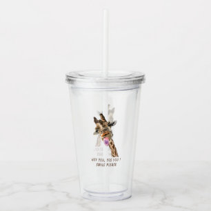 Funny Giraffe Tongue Out and Playful Wink Cartoon  Acrylic Tumbler