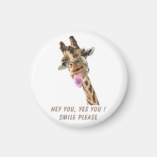 Funny Giraffe Tongue Out and Playful Wink Magnet