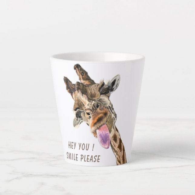 Funny Giraffe Tongue Out and Playful Wink - Smile  Latte Mug (Front)