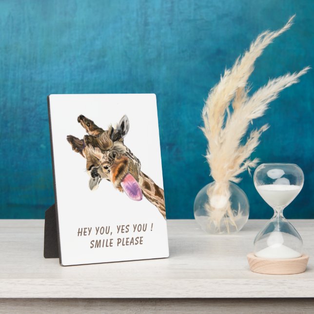 Funny Giraffe Tongue Out and Playful Wink - Smile  Plaque (Side)