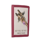 Funny Giraffe Tongue Out and Playful Wink - Smile  Trifold Wallet (Side)