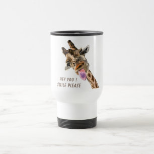 Funny Giraffe Tongue Out Catchy Text Travel Mug