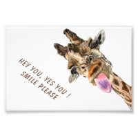 Funny Giraffe Tongue Out Custom Text