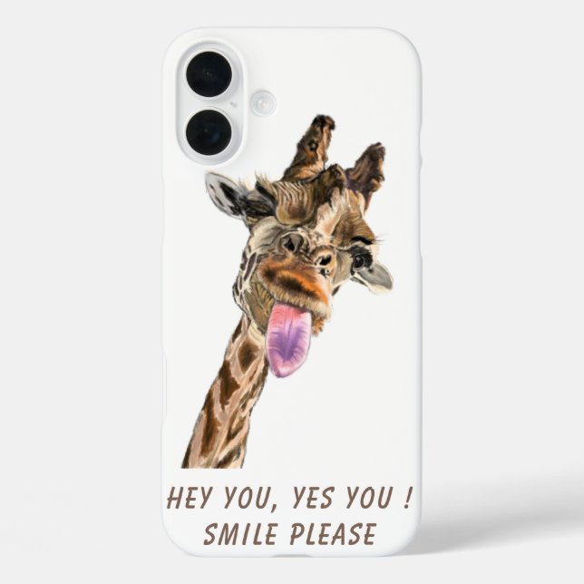 Funny Giraffe Tongue Out Personalised Text Case-Mate iPhone Case (Back)