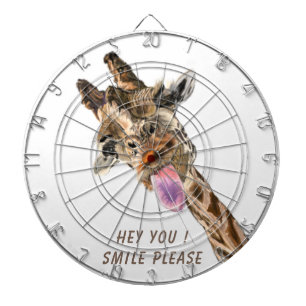 Funny Giraffe Tongue Out Playful Dart Board Smile