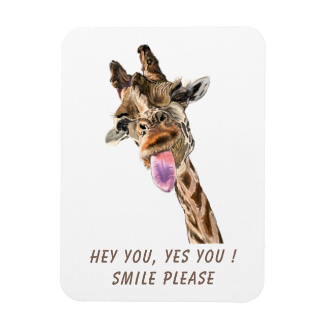 Funny Giraffe Tongue Out Playful Magnet Smile (Vertical)