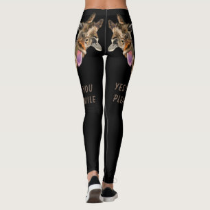 Funny Giraffe Tongue Out Playful Wink - Add Text Leggings