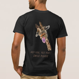 Funny Giraffe Tongue Out Playful Wink - Add Text T-Shirt