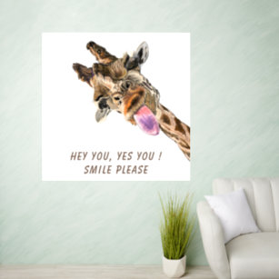 Funny Giraffe Tongue Out Playful Wink Wall Decal